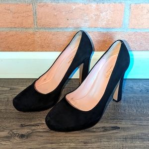Black suede kate spade heels